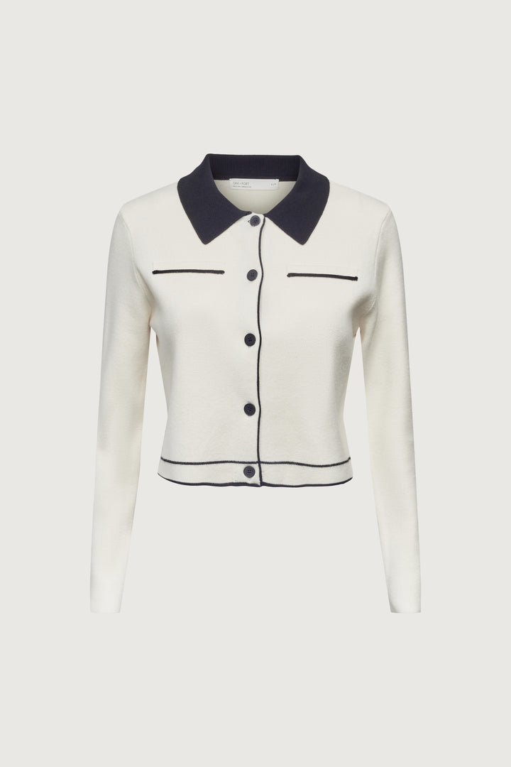 COLLARED SWEATER in Black Cream — alternate angle