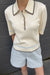 Polo sweater in cream navy — image