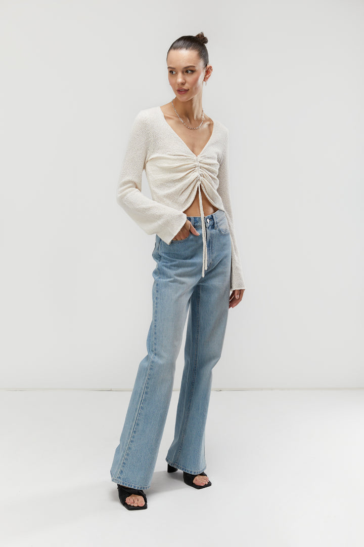 GATHERED SWEATER in Coconut Milk — alternate angle