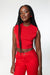 Cropped open back top in goji berry — main image