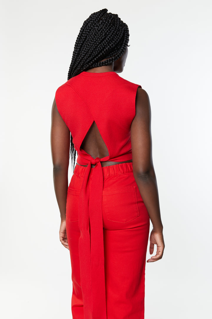 CROPPED OPEN BACK TOP in Goji Berry — alternate angle