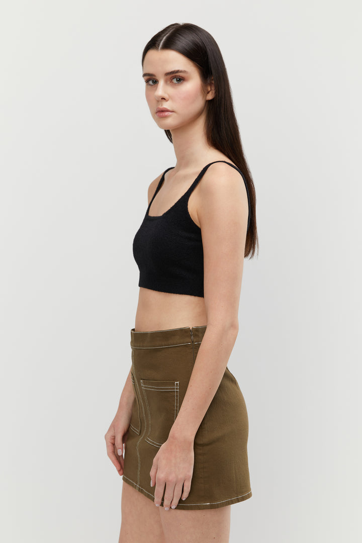 SWEATER BRALETTE in Black — alternate angle