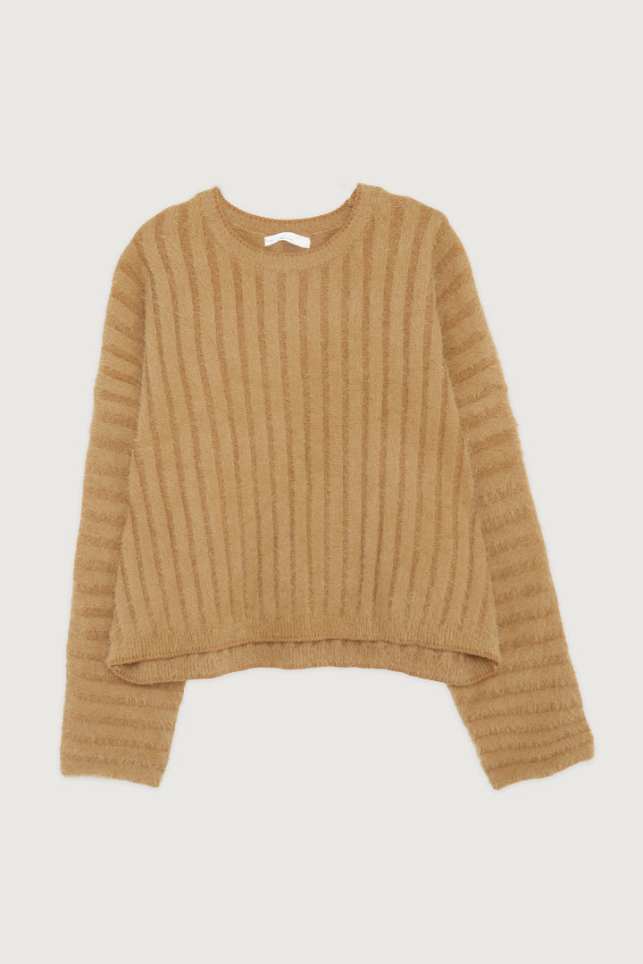 FUZZY RIBBED SWEATER in LEAD GRAY — alternate angle
