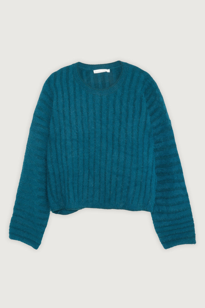 FUZZY RIBBED SWEATER in Legion Blue — alternate angle