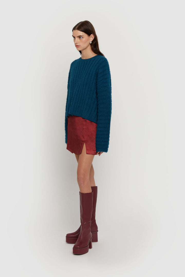 FUZZY RIBBED SWEATER in Legion Blue — alternate angle