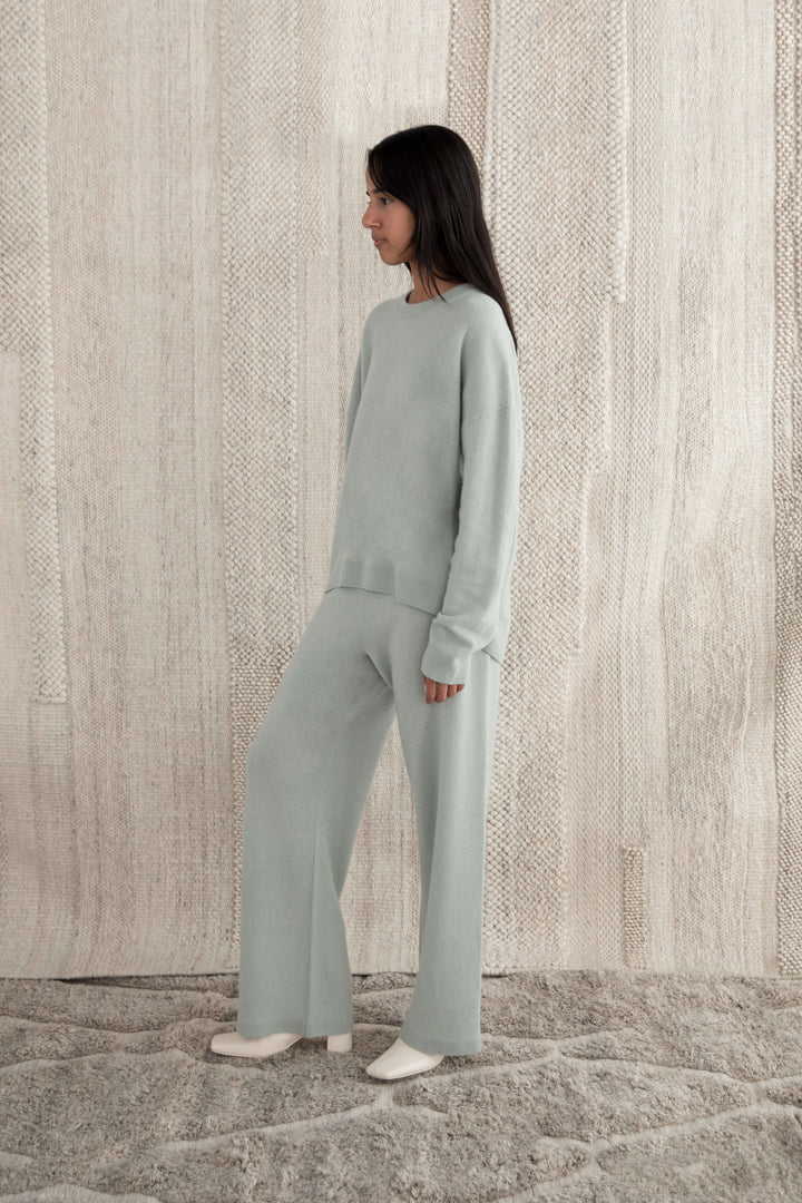 100% CASHMERE CREWNECK SWEATER in Seagrass — alternate angle