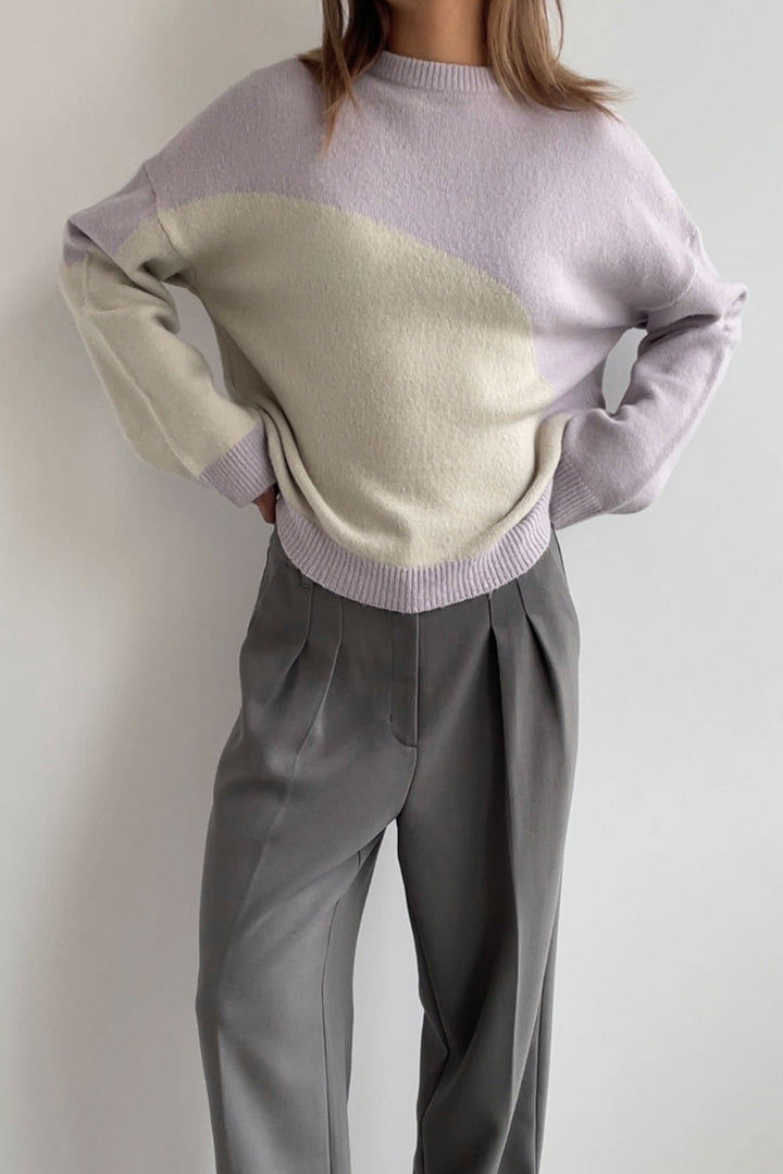 PATTERNED KNIT SWEATER in Iris Pelican — alternate angle