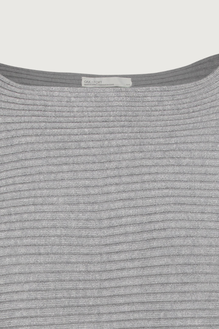 CROPPED RIBBED SWEATER in Medium Heather Grey — alternate angle