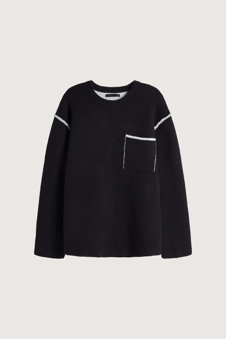 CONTRAST TRIM SWEATER in Black Pelican — alternate angle