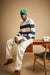 Striped collared sweater in cream maritime blue — main image