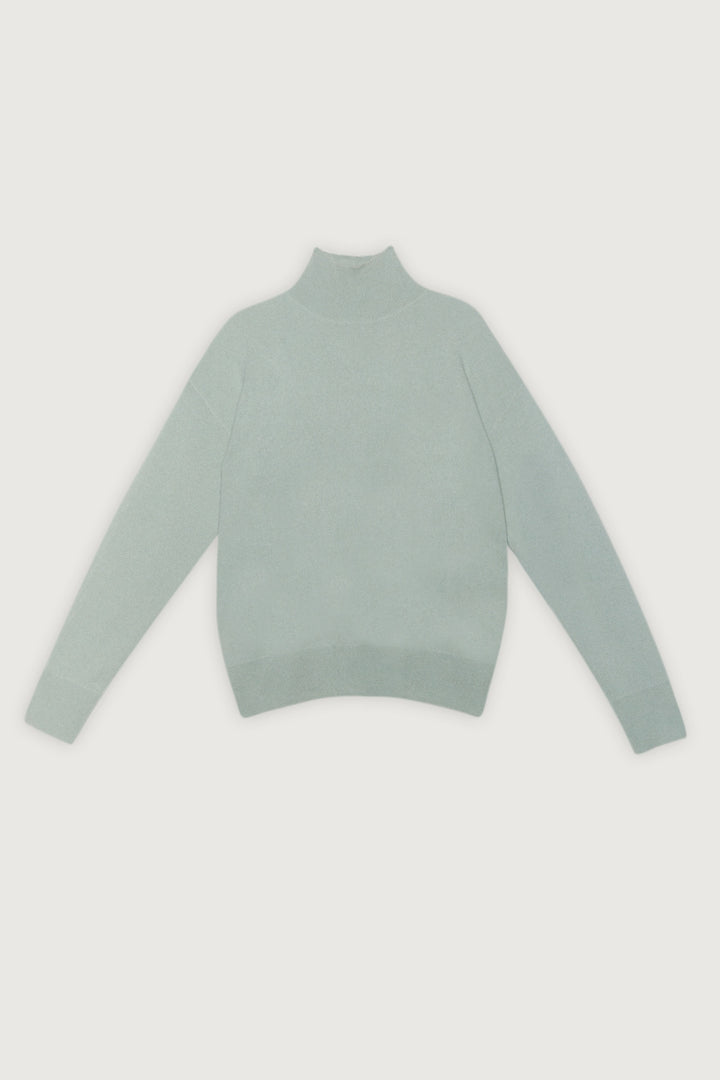 100% CASHMERE TURTLENECK SWEATER in Seagrass — alternate angle
