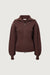 High neckline zip up sweater in coffee bean — main image