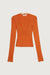 Sweetheart knit top with halter ties in apricot orange — main image