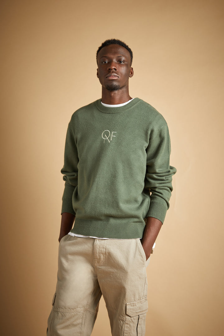 EMBROIDERED LOGO SWEATER in Thyme — alternate angle