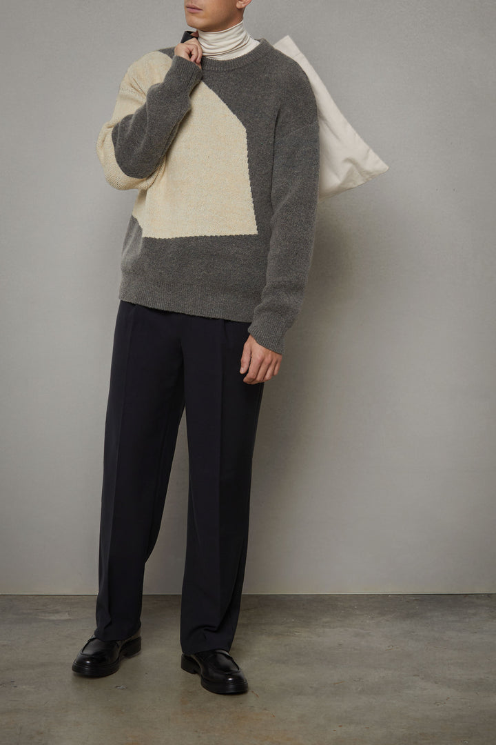 COLOUR BLOCK SWEATER in Granite Oyster Grey — alternate angle