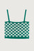 Checkered cropped tank in green checker — main image