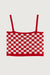 Checkered cropped tank in red checker — main image