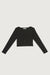 Square neck button front sweater in black — main image