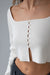 Square neck button front sweater in humus — main image