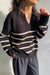 Striped collared sweater in black oatmeal stripe — main image