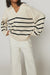Striped collared sweater in oatmeal black stripe — main image