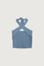 Crossfront cropped tank in dusty blue — main image