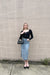 Square neck sweater in black — main image