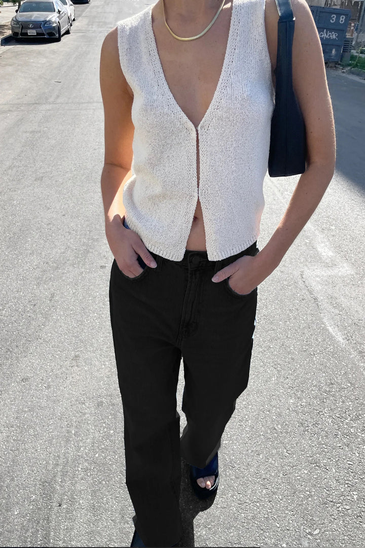 OPEN FRONT KNIT TANK in Birch — alternate angle