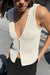 Open front knit tank in birch — main image