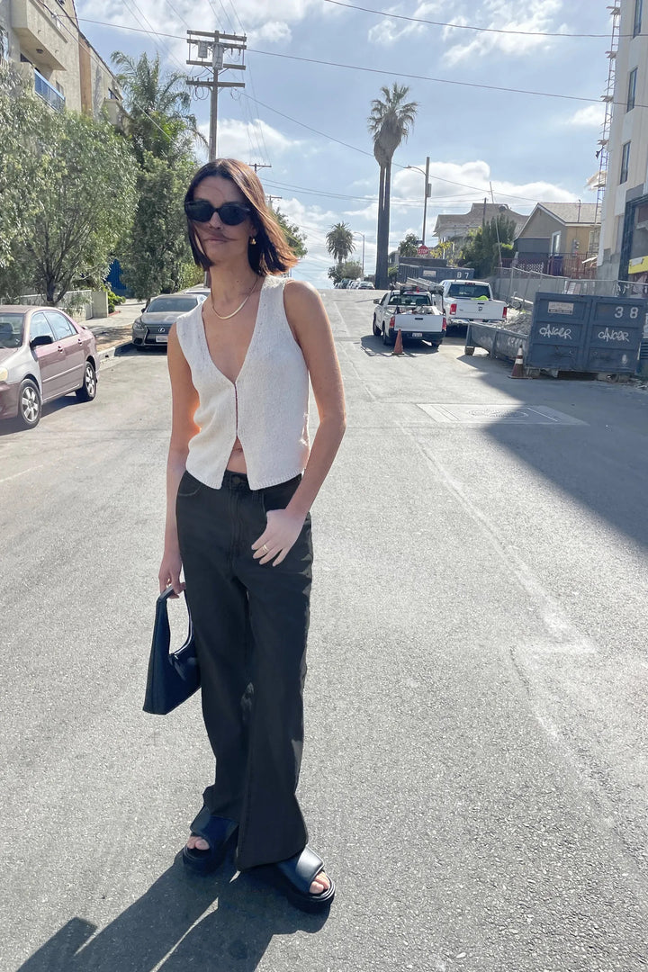 OPEN FRONT KNIT TANK in Birch — alternate angle