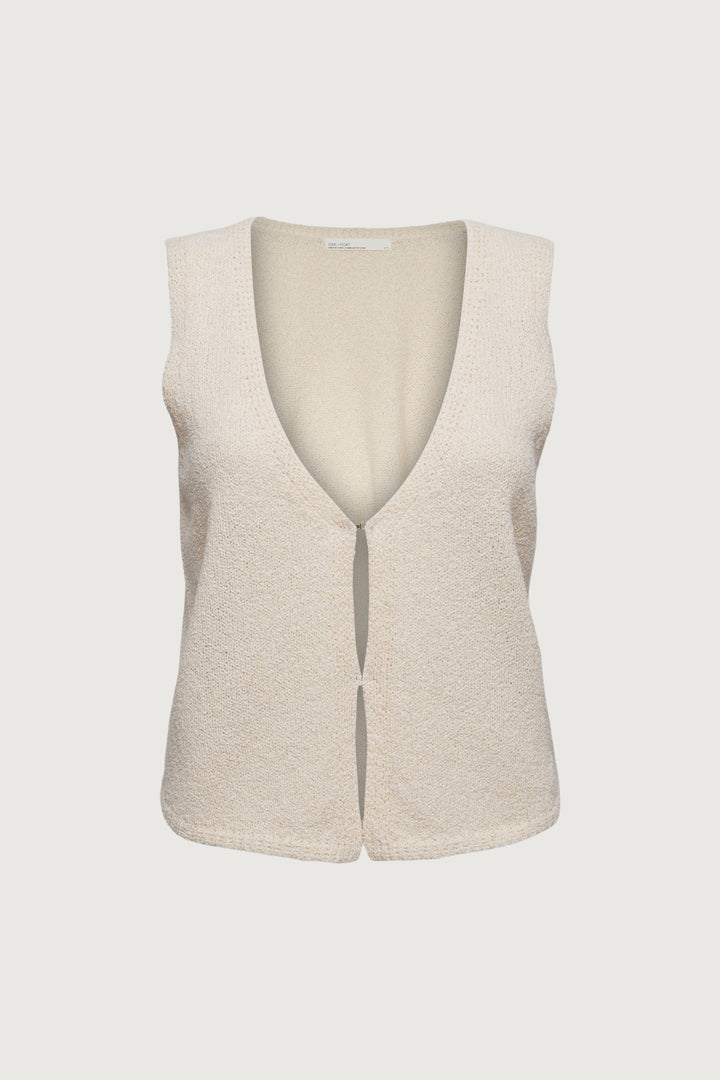 OPEN FRONT KNIT TANK in Birch — alternate angle