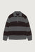 Striped rugby polo sweater in heather asphalt brown — main image