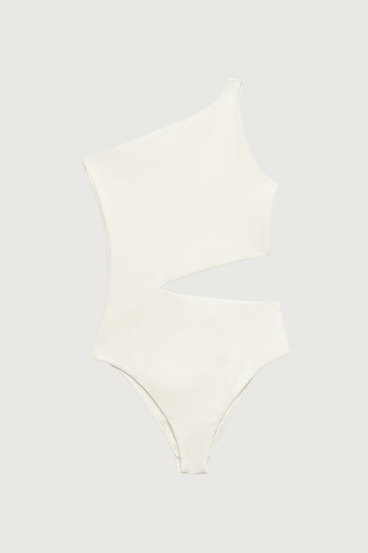 ONE SHOULDER ONE-PIECE SWIMSUIT WITH CUTOUT in Cream — alternate angle