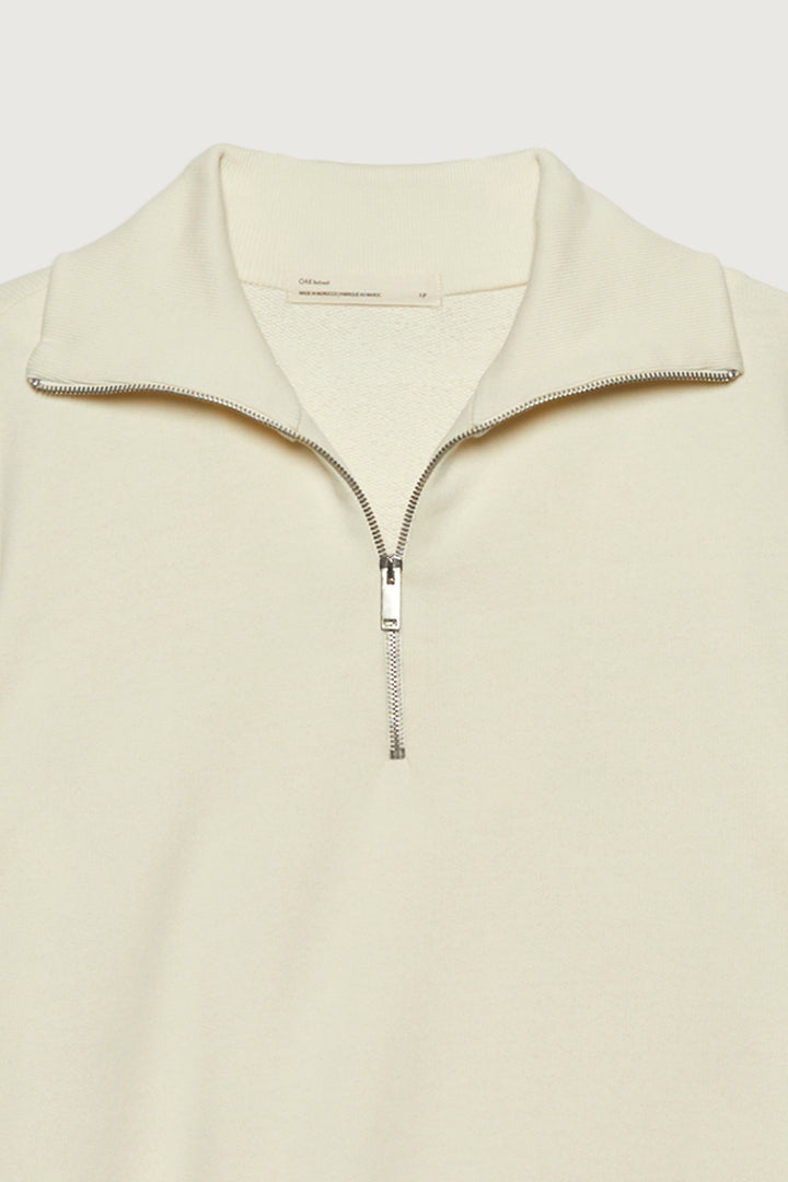 QUARTER ZIP SWEATSHIRT in Cream — alternate angle