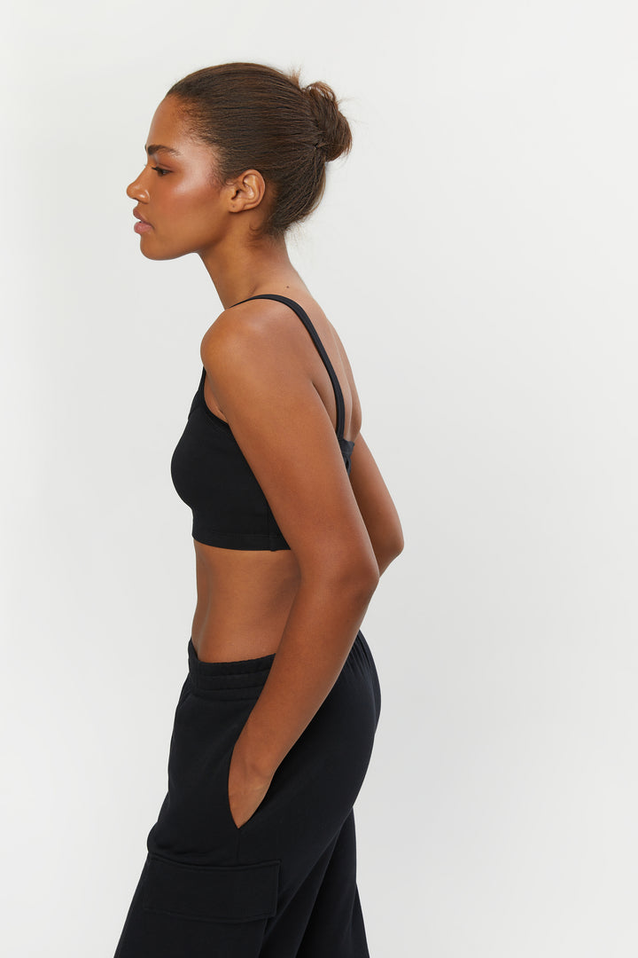 SUPER CROPPED TANK in Black — alternate angle