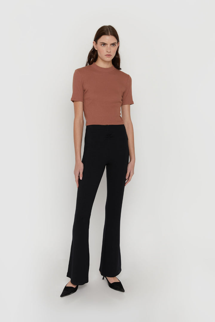 CROPPED MOCKNECK TOP in Pink Tan — alternate angle