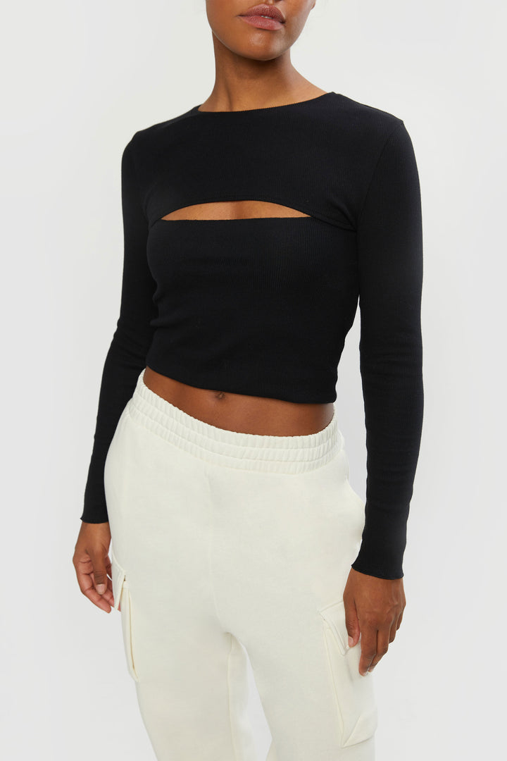 TWO LAYER TOP in Black — alternate angle