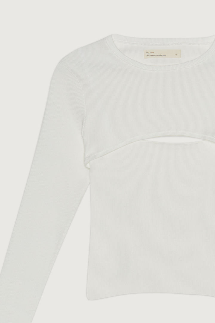 TWO LAYER TOP in White — alternate angle