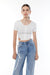 Button up tee with hem ties in white — main image