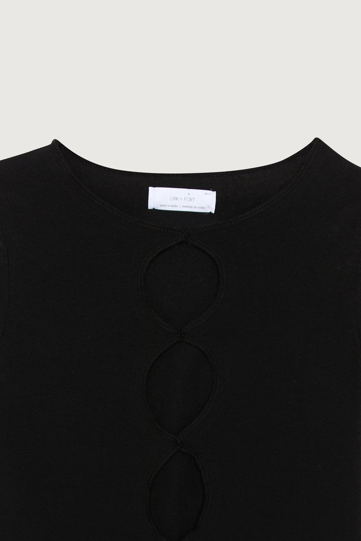 CUTOUT LONG SLEEVE TOP in Black — alternate angle