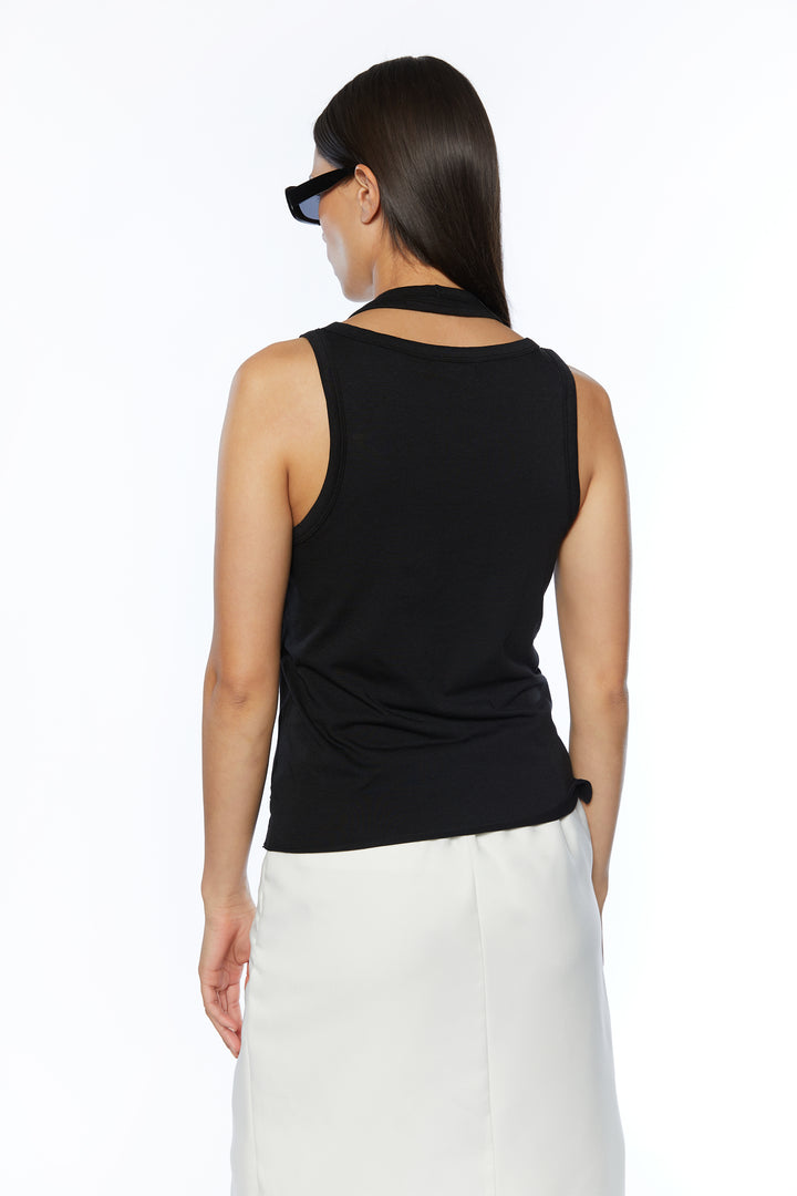 LAYERED TANK in Black — alternate angle