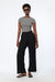 Fitted striped top in black stripe — main image