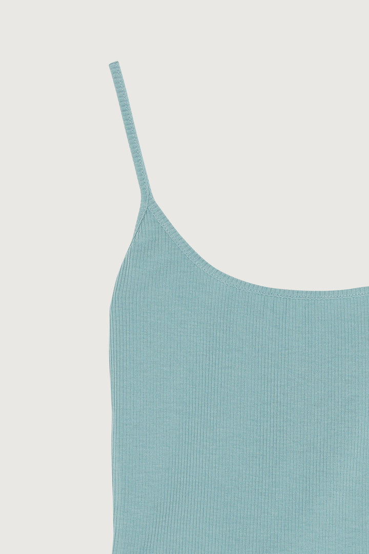 RIBBED CROPPED TANK in Seafoam — alternate angle