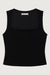 Square neck fitted tank in black — main image