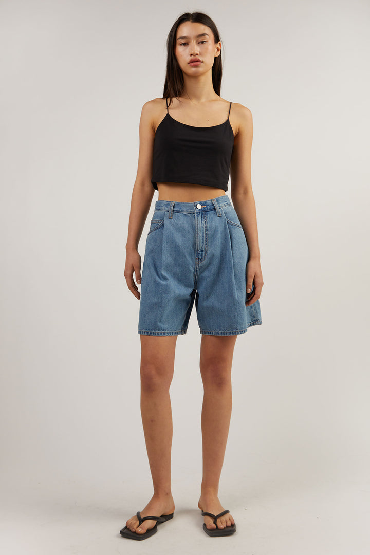 CROPPED TANK in Black — alternate angle