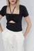 Halter neck cutout tee in black — main image