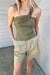 One shoulder knit top in dark aloe — main image