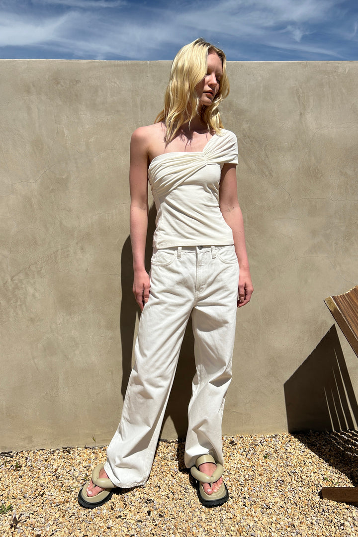 ONE SHOULDER KNIT TOP in Tofu — alternate angle