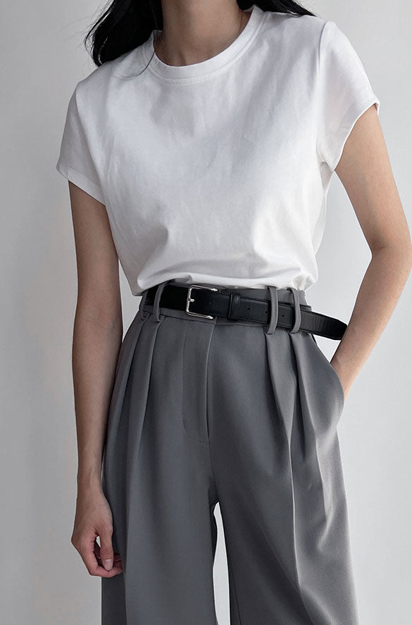 CAP SLEEVE T-SHIRT in White — alternate angle