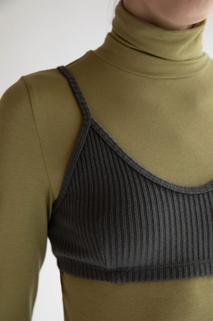 KNIT BRALETTE in Gunmetal — alternate angle